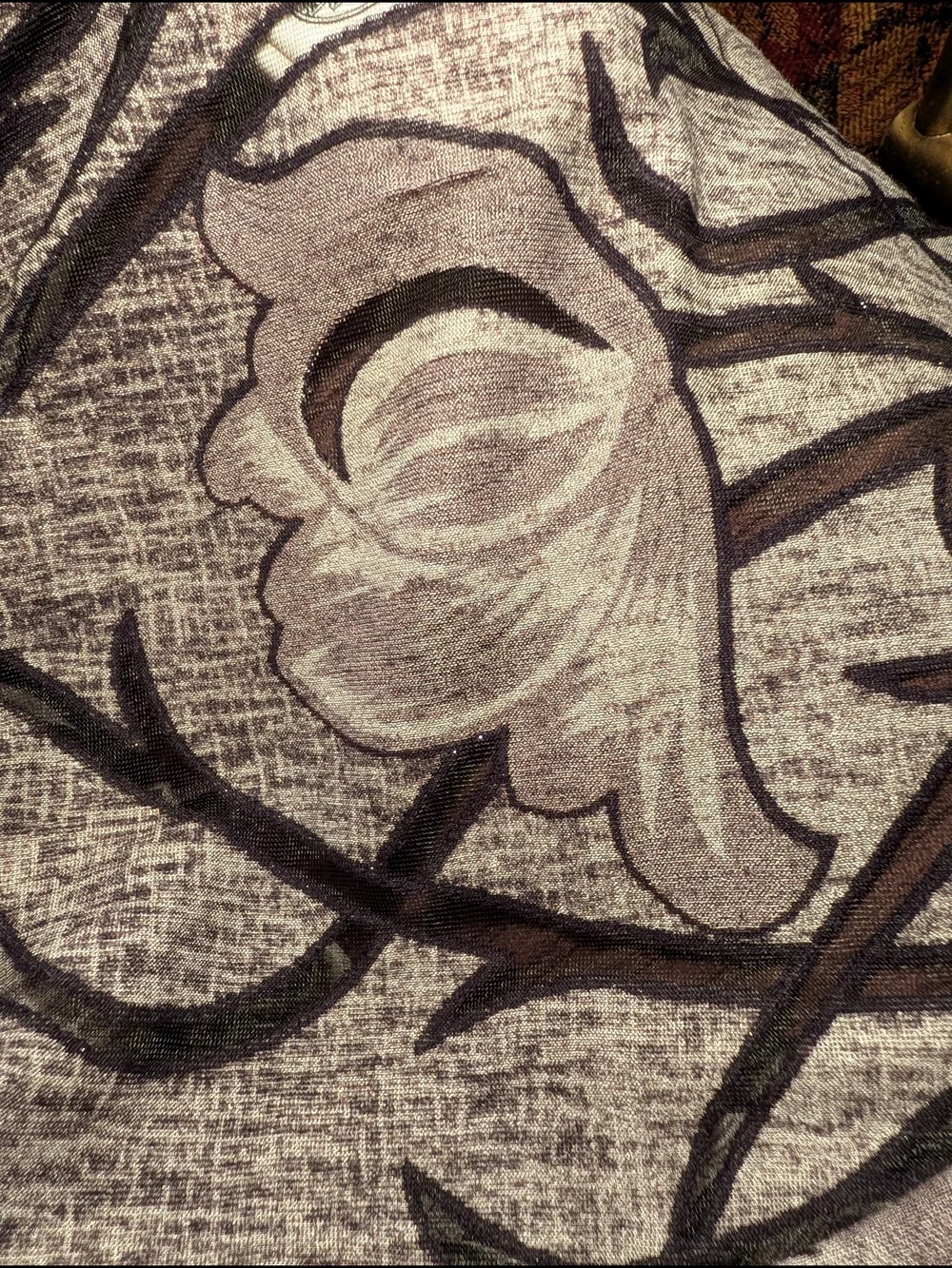 VTG Whimsigoth Art Nouveau Tulip Sheer Mesh Scarf Extra Long 8